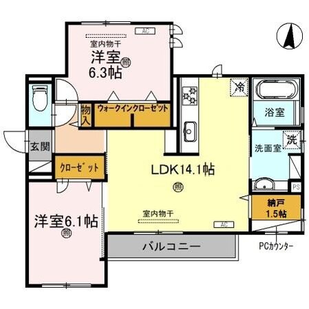 田中口駅 徒歩7分 2階の物件間取画像